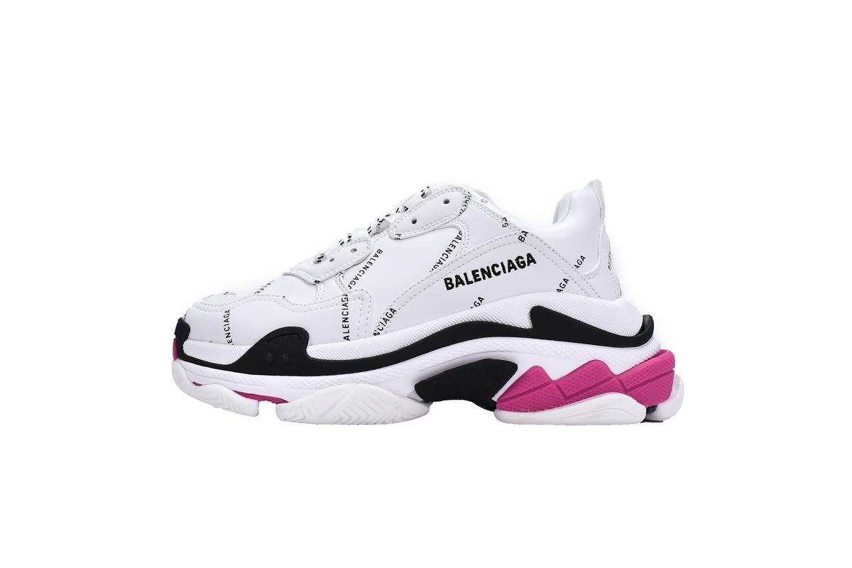 Balenciaga Triple S Letter White Rose Red 524039 W2FA4 9155
