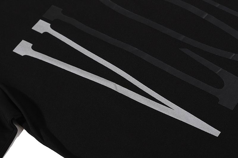 Vlone Shirt Reflective Letter Pattern Big V T-Shirt Black