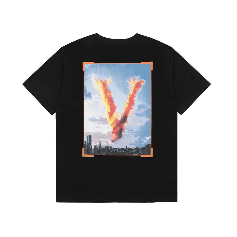 Vlone Shirt Clouds Pattern Big V T-Shirt Black