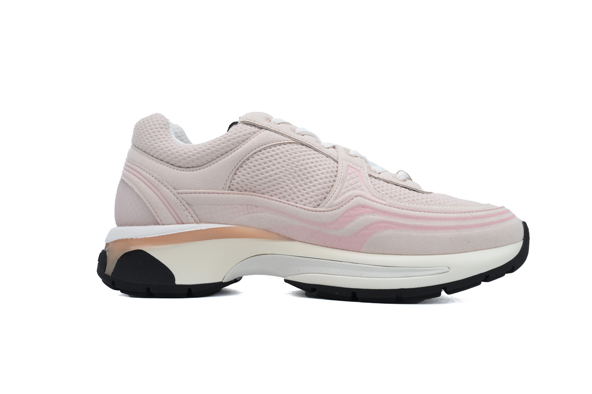 Chanel Fabric Laminated Low Top Sneakers Pink