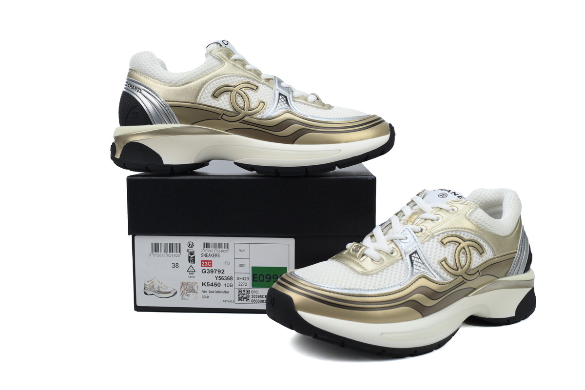 Chanel Fabric Laminated Low Top Sneakers Khaki