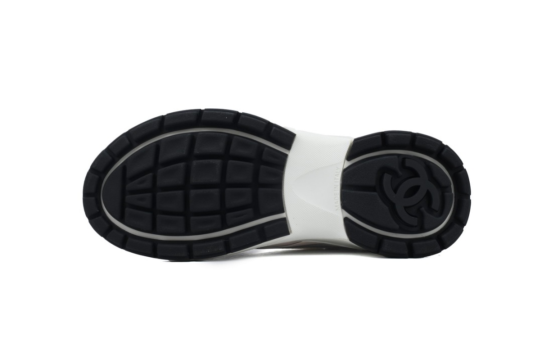 Chanel Fabric Laminated Low Top Sneakers Rose Gold