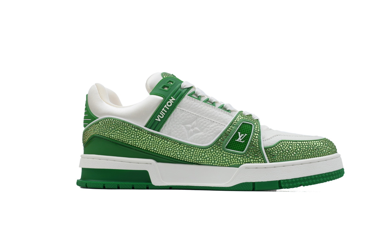 Louis Vuitton Trainer Green White Swarovski