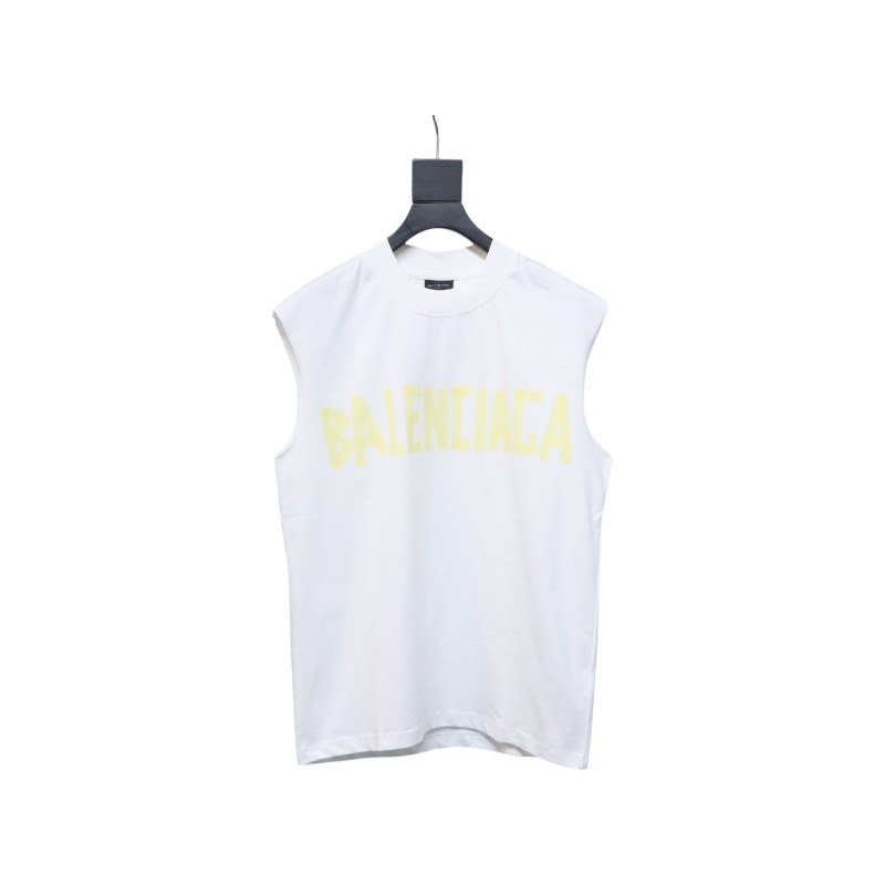 Balenciaga Logo Lettering Short Sleeve Vest White