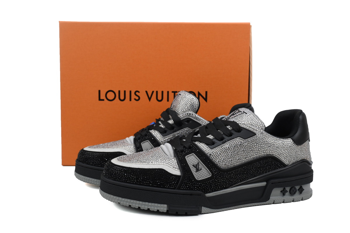 Louis Vuitton Trainer Black Silver Rhinestone