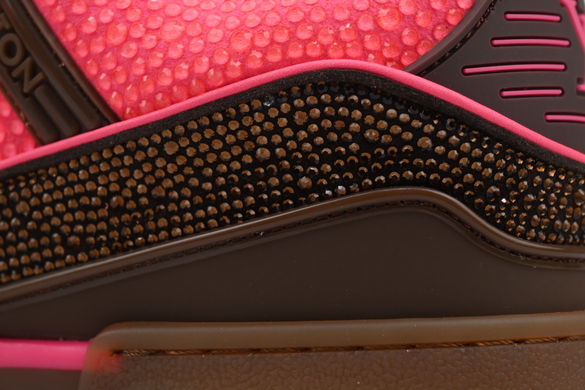 Louis Vuitton Trainer Pink Brown Rhinestone
