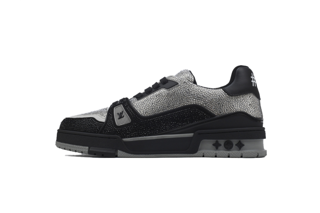 Louis Vuitton Trainer Black Silver Rhinestone