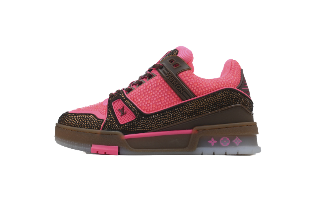 Louis Vuitton Trainer Pink Brown Rhinestone