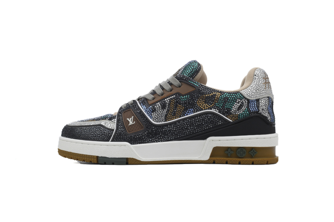 Louis Vuitton Trainer Khaki Camouflage Rhinestone
