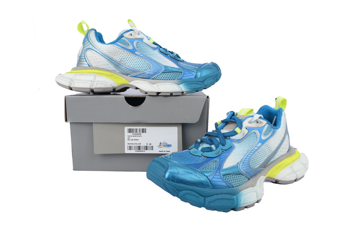 Balenciaga 3XL Sneaker White Blue Yellow 734734 W3XTS 9479