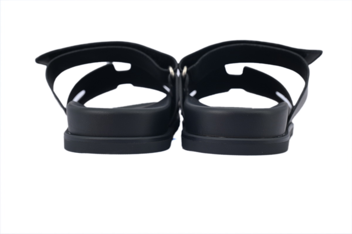 Hermes Calfskin Chypre Sandals Black