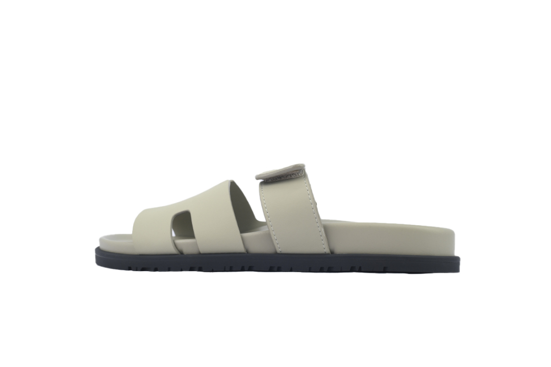 Hermes Calfskin Chypre Sandals Khaki