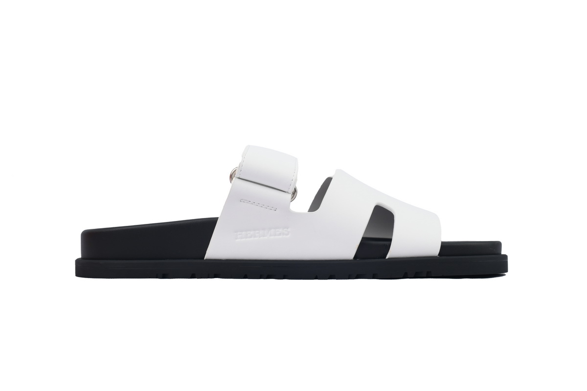 Hermes Calfskin Chypre Sandals White
