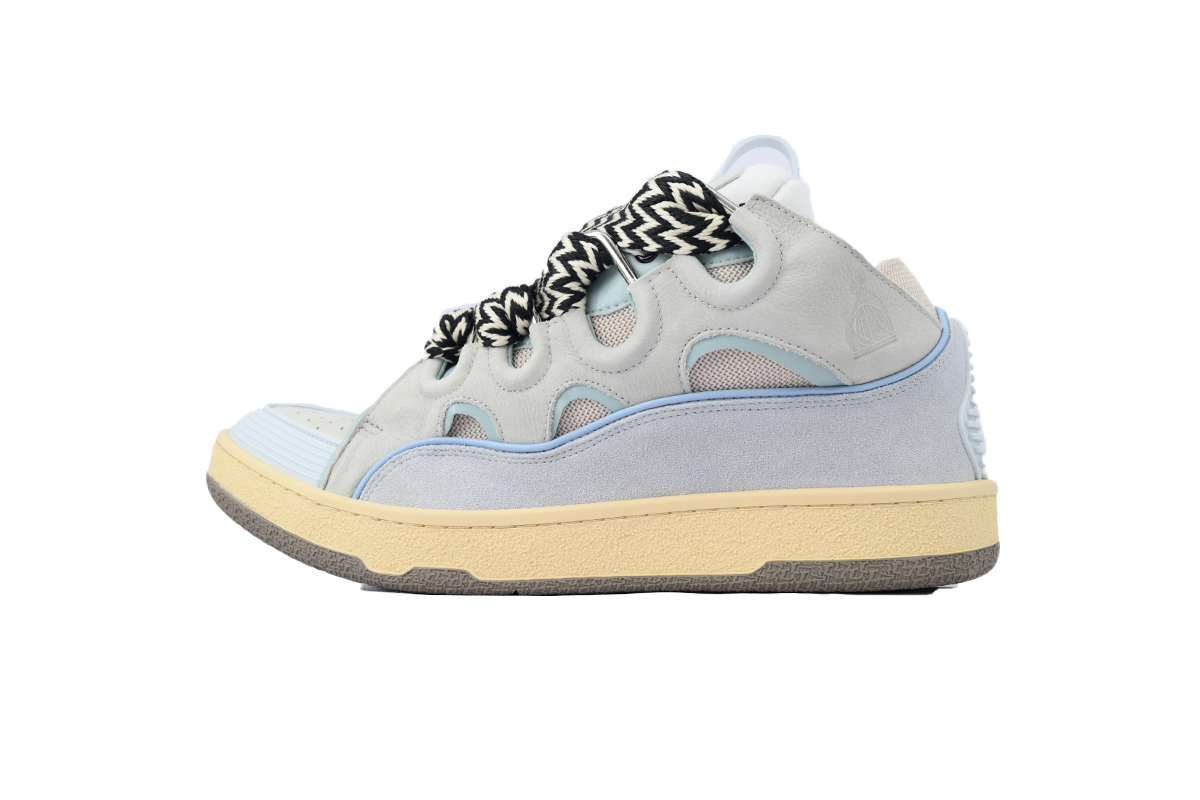 Lanvin Leather Curb Sneaker Pale Blue