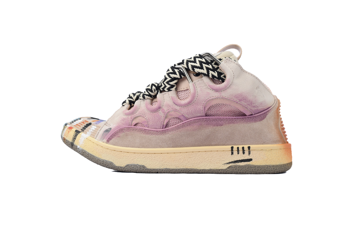 Lanvin Leather Curb x Gallery Dept Sneakers Paint Drip Pale Pink