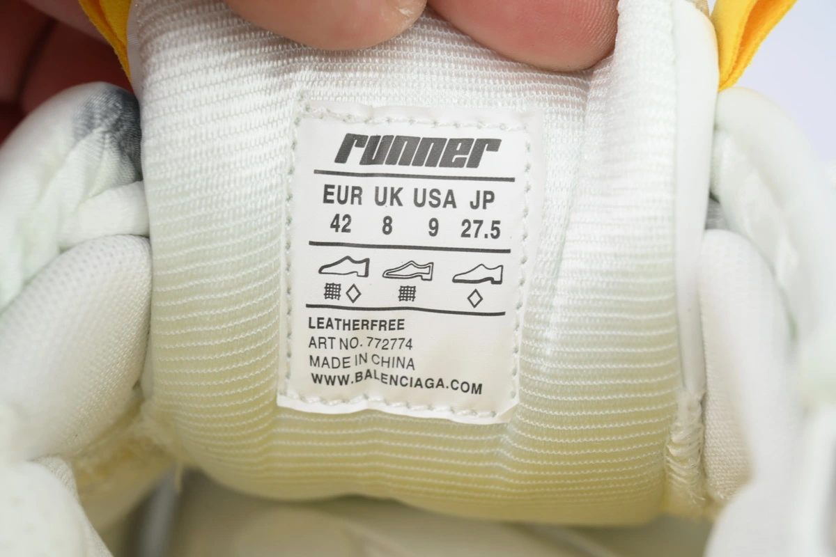 Balenciaga Runner Sneaker White Yellow 772767 W3RNY 9170