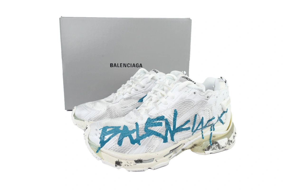 Balenciaga Runner Sneaker Graffiti-White Blue 772774 W3RBQ 9040