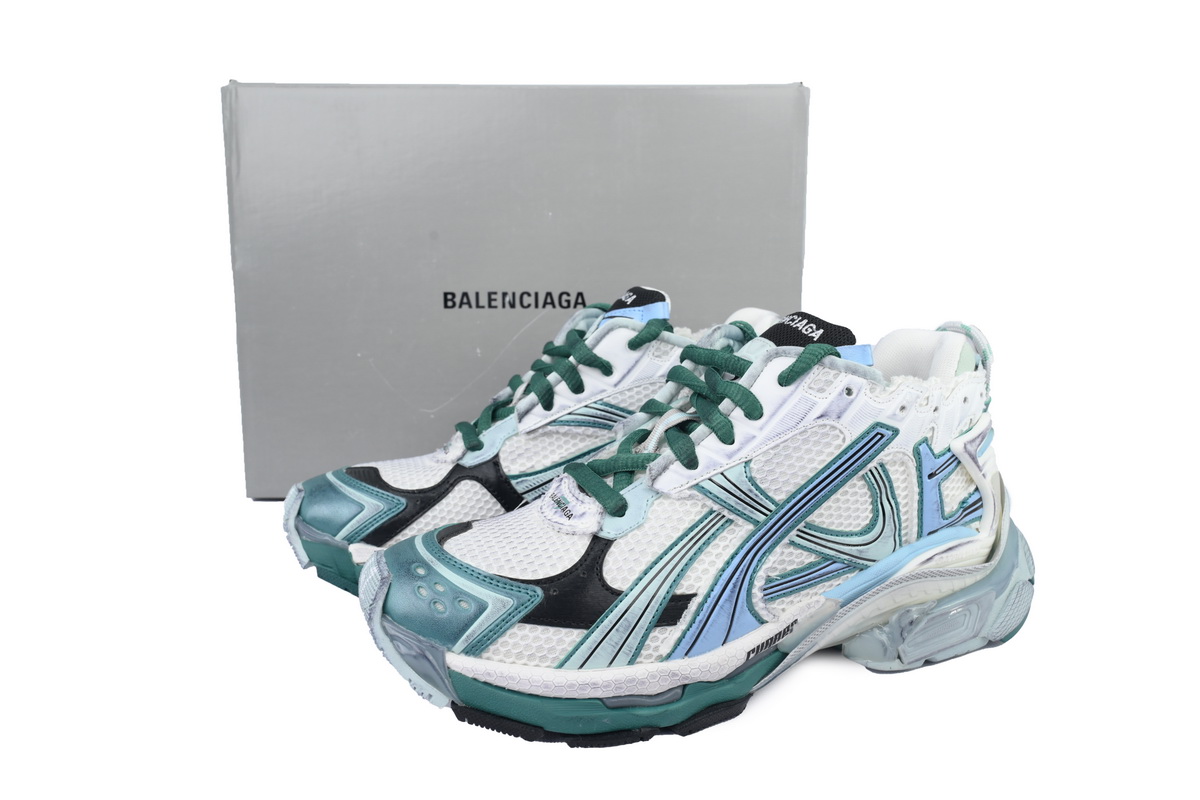 Balenciaga Runner Sneaker White Green Blue 772774 W3RMU 9034