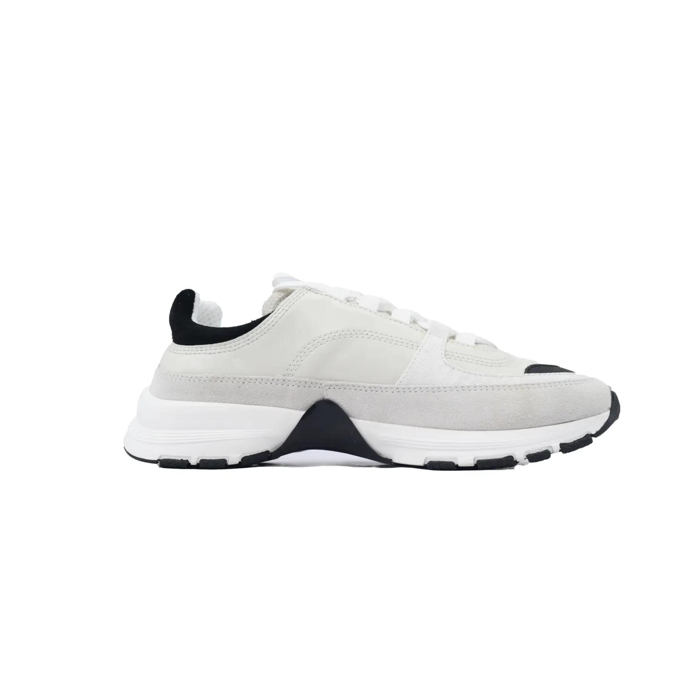 Chanel Interlocking CC Logo Calfskin & Suede Calfskin Sneakers White