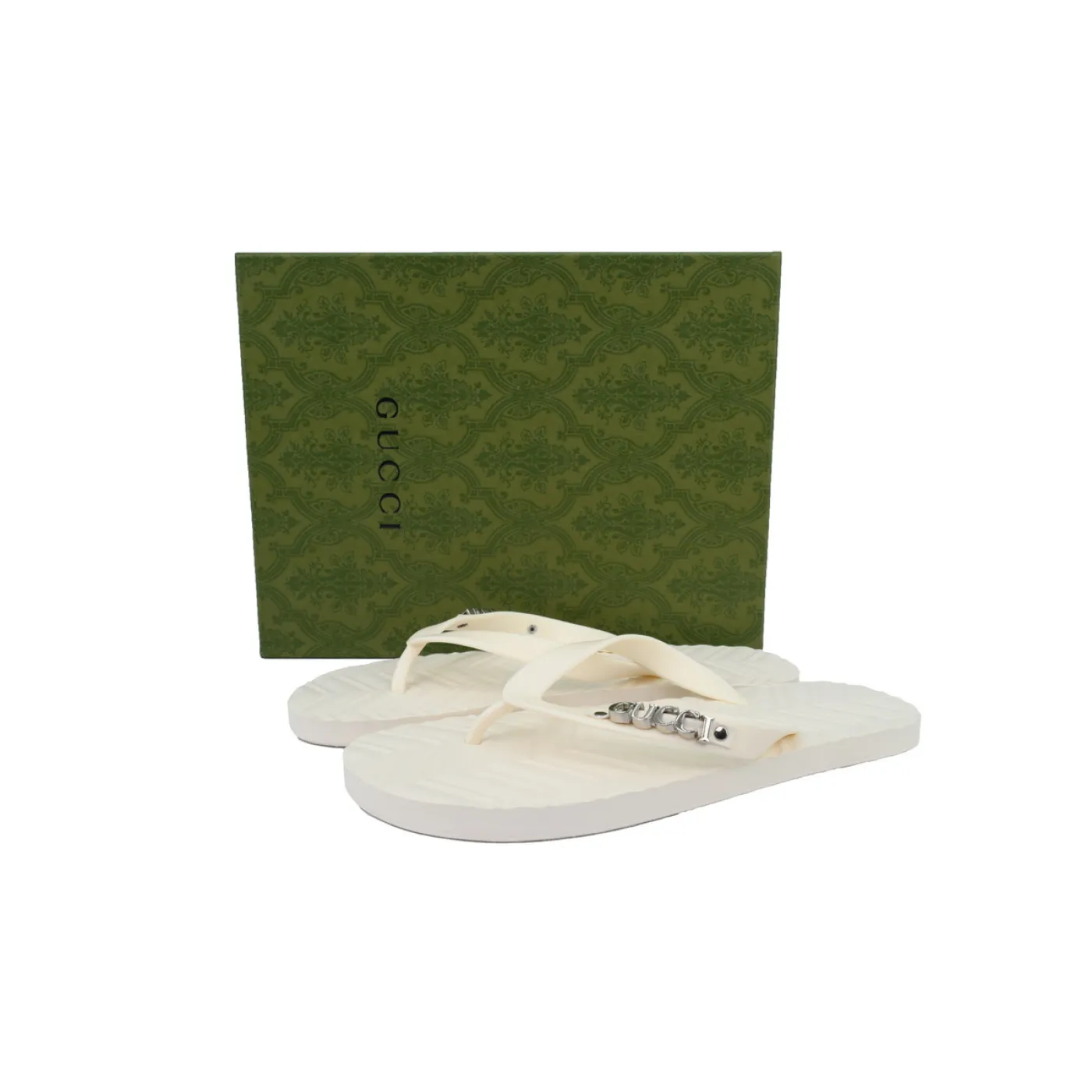 Gucci Slippers Silver Printed Rice White