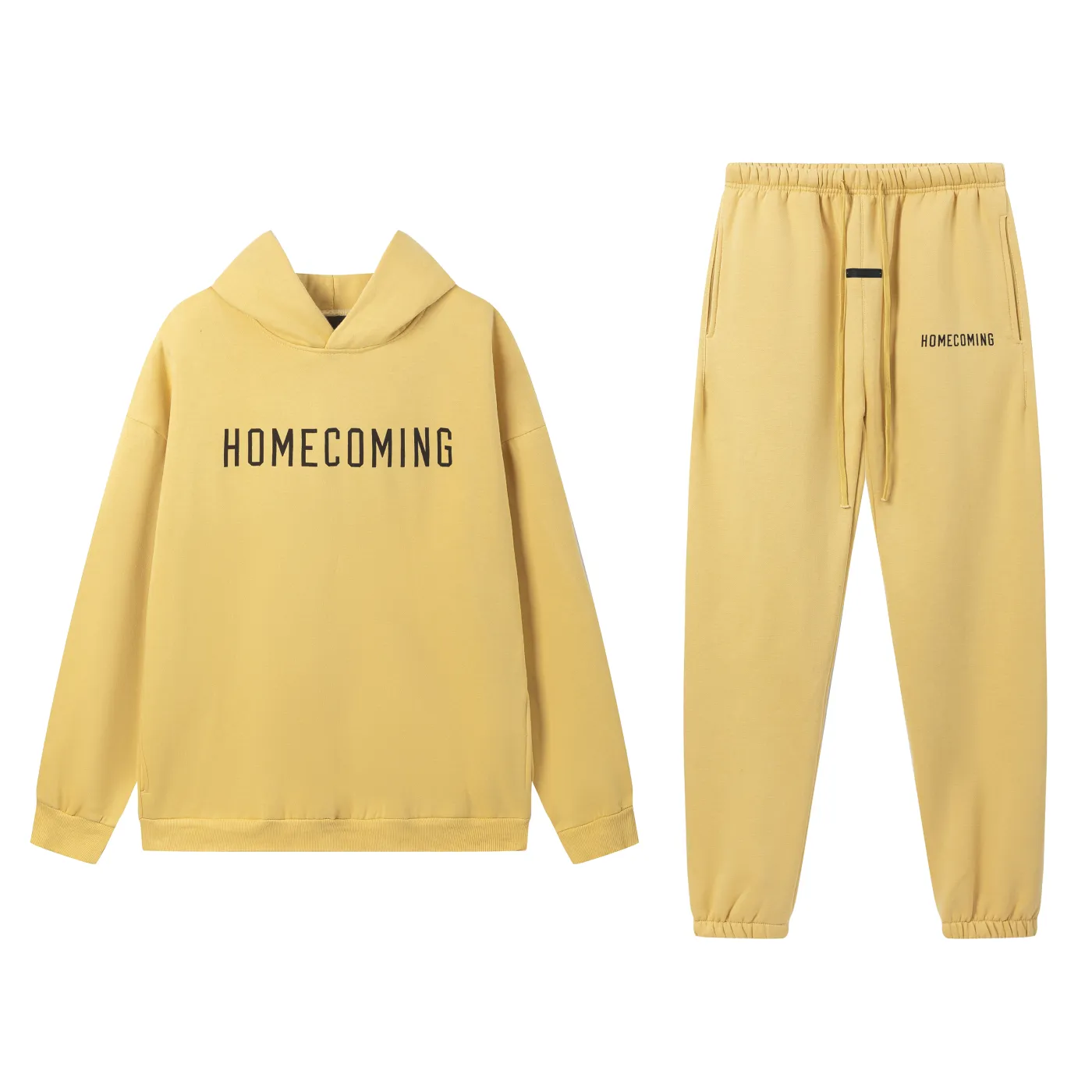 Fear of God Essentials Heavy Fleece Hoodie  Sweatpant Set Amber
