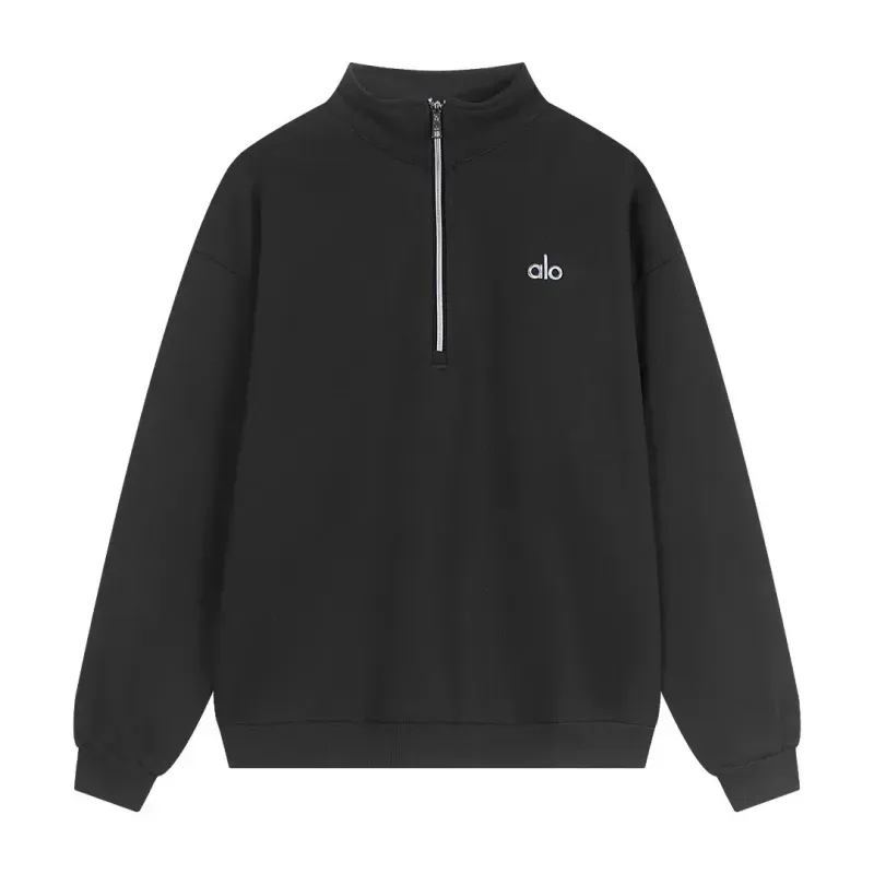 Alo Yoga Accolade 1/4 Zip Pullover Black Grey