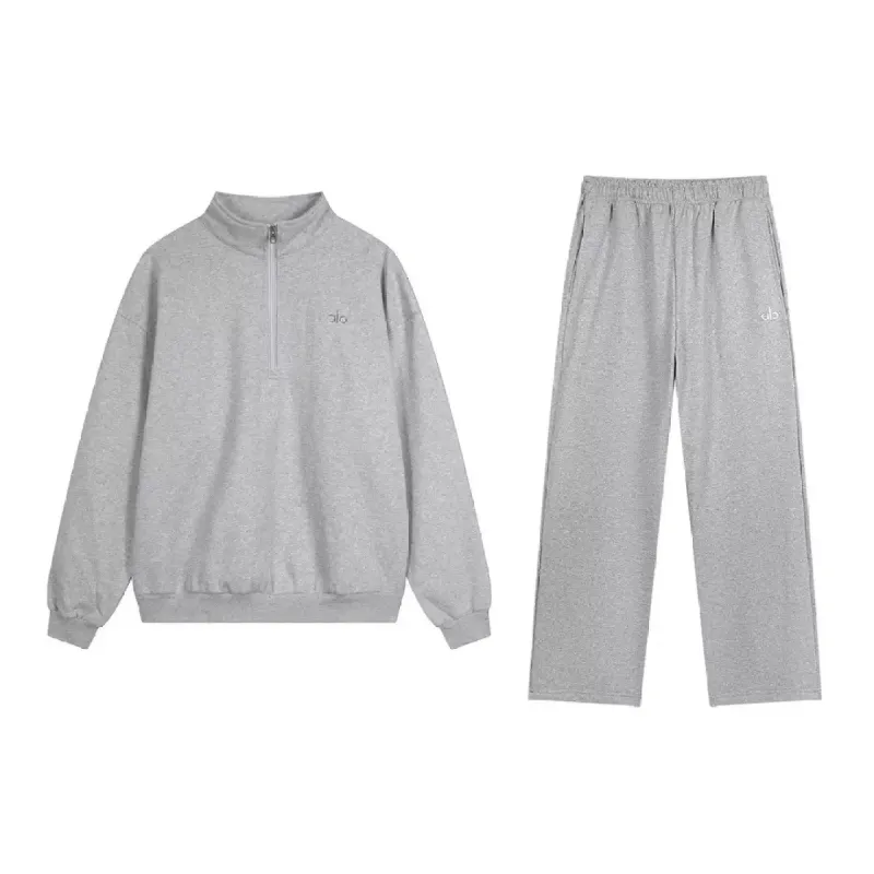 Alo Yoga Accolade 1/4 Zip Pullover Set Grey
