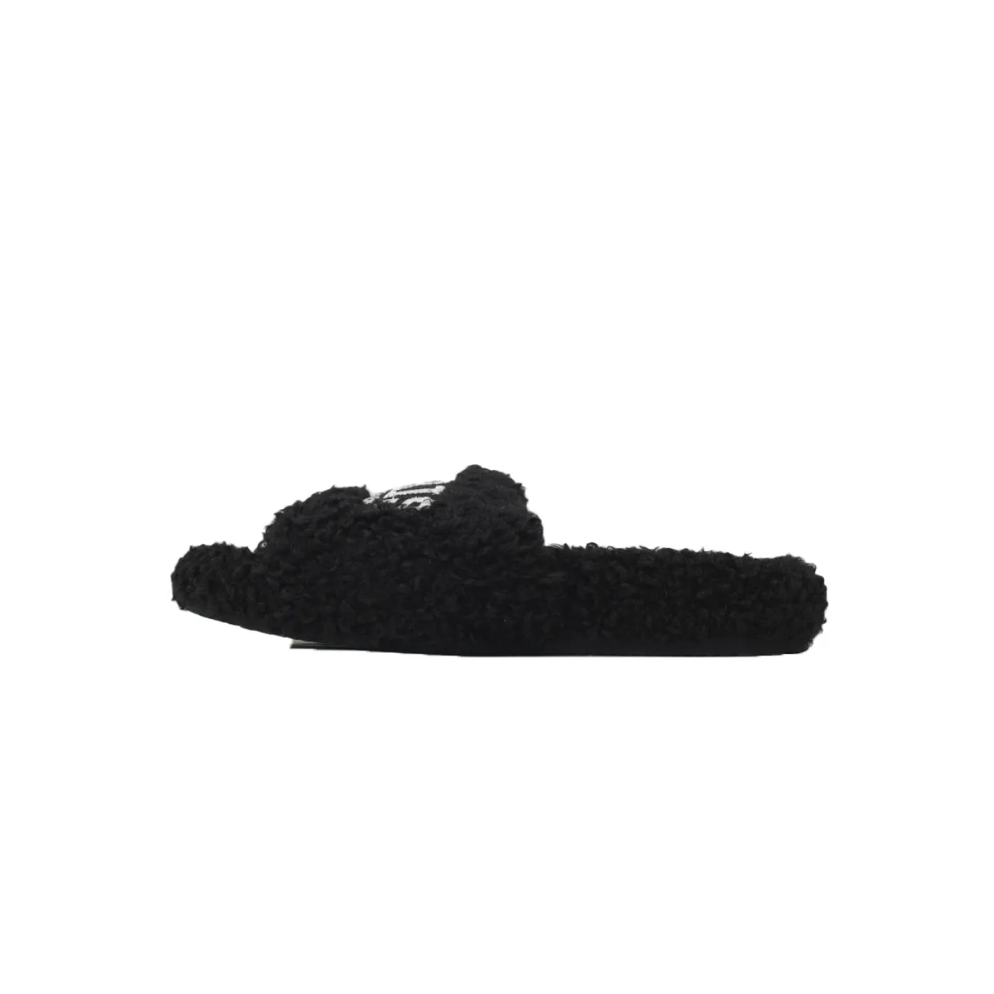 Balenciaga Cities Paris Furry Slide Black