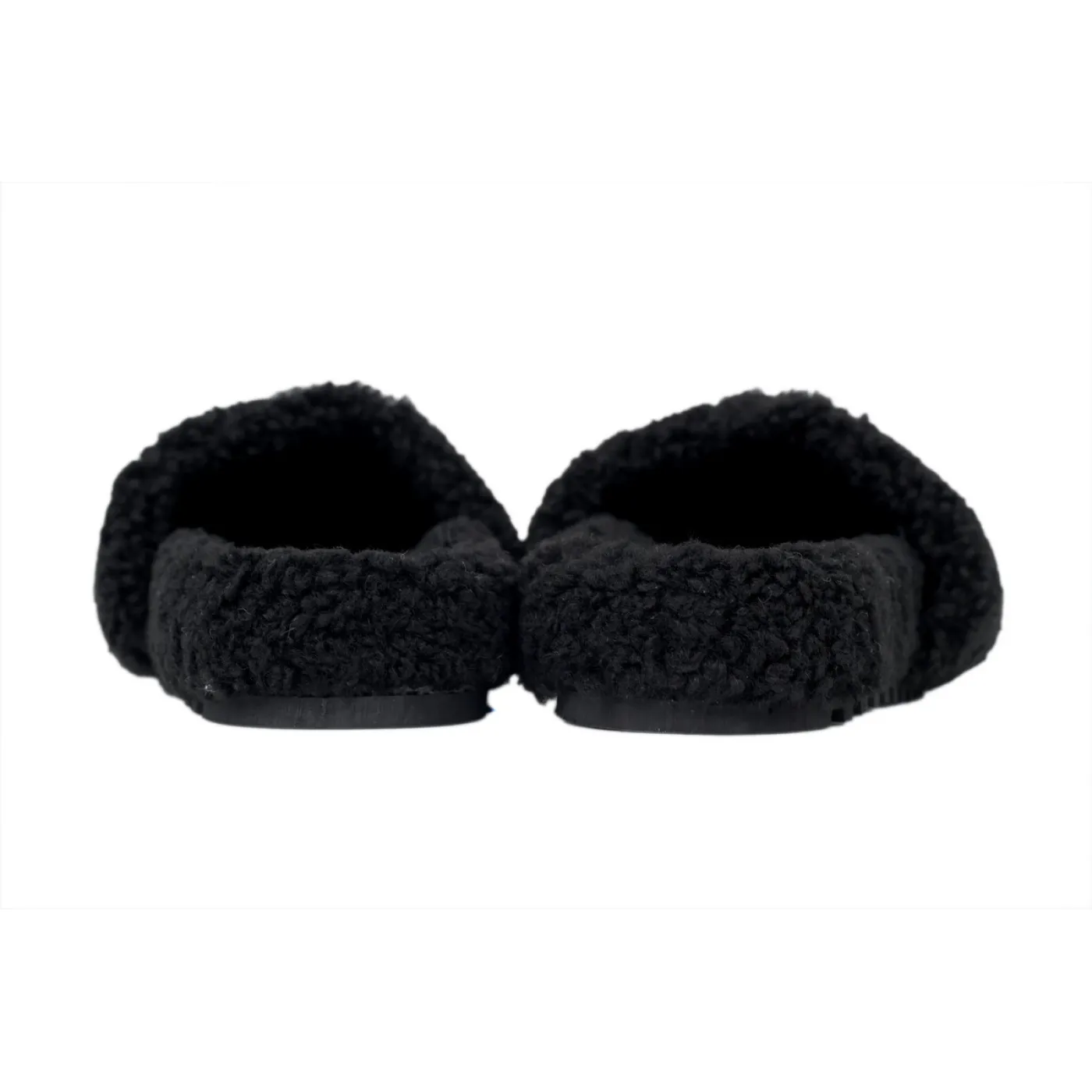 Louis Vuitton Bom Dia Shearling Flate Slippers Black