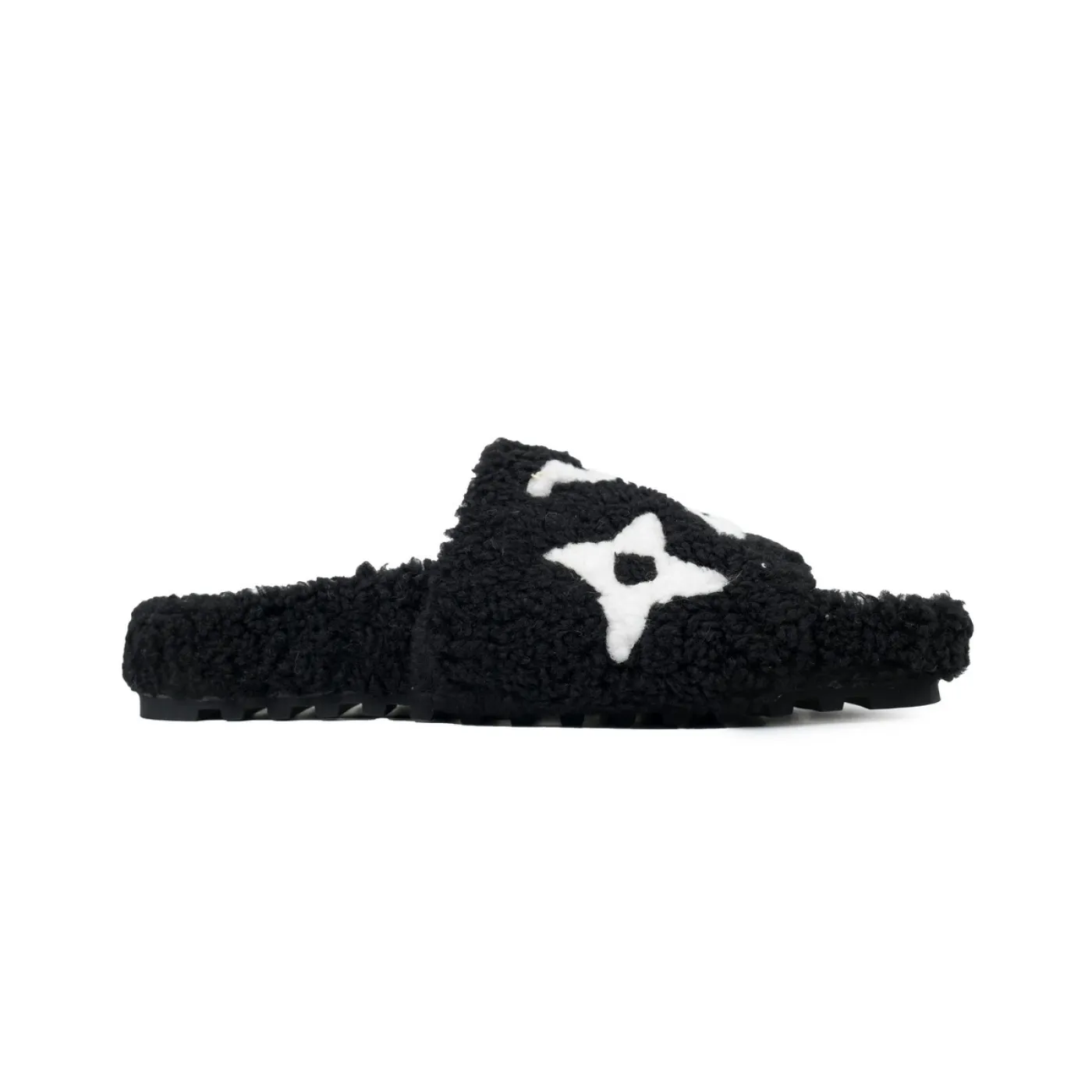 Louis Vuitton Bom Dia Shearling Flate Slippers Black