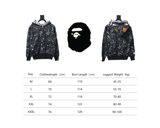 BAPE Space Camo Shark WGM Full-Zip Hoodie Black Glowing + Ksubi Jean 3001
