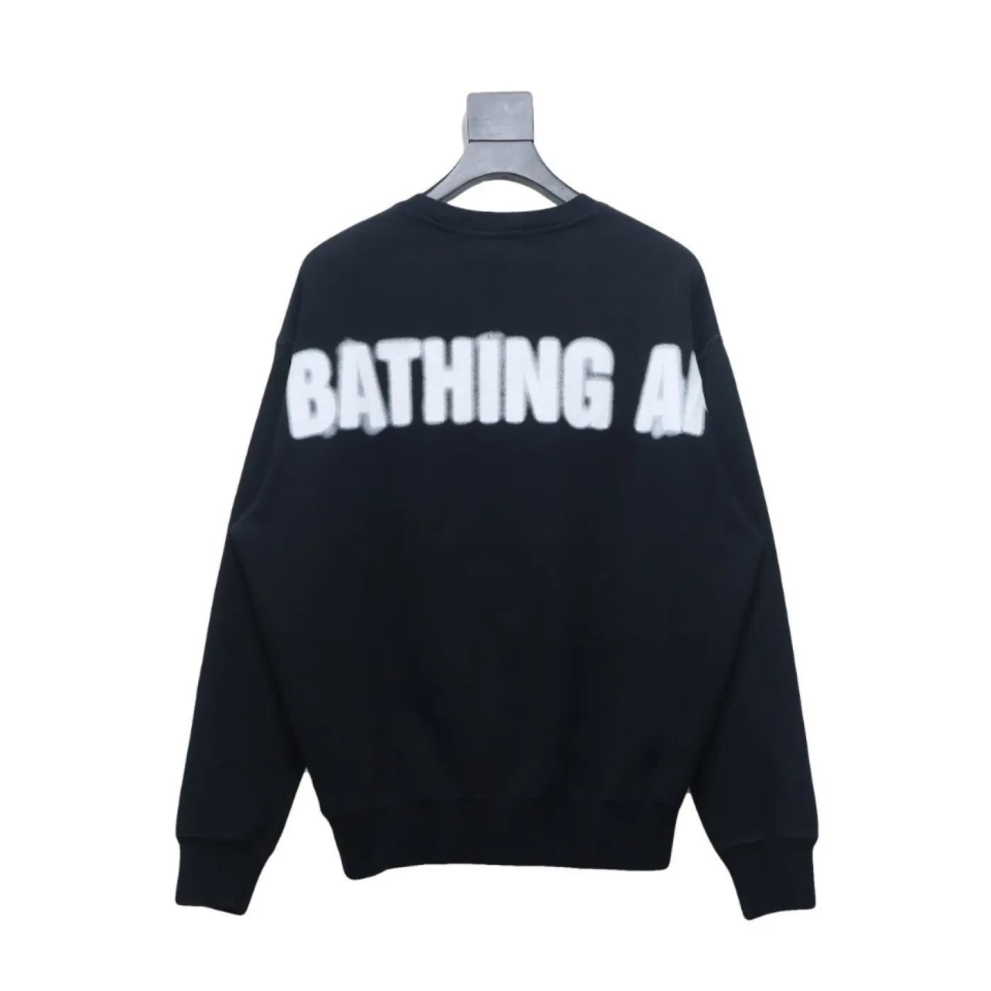 Bape Back Logo Lettering Ape Head Print Sweatshirt Black White