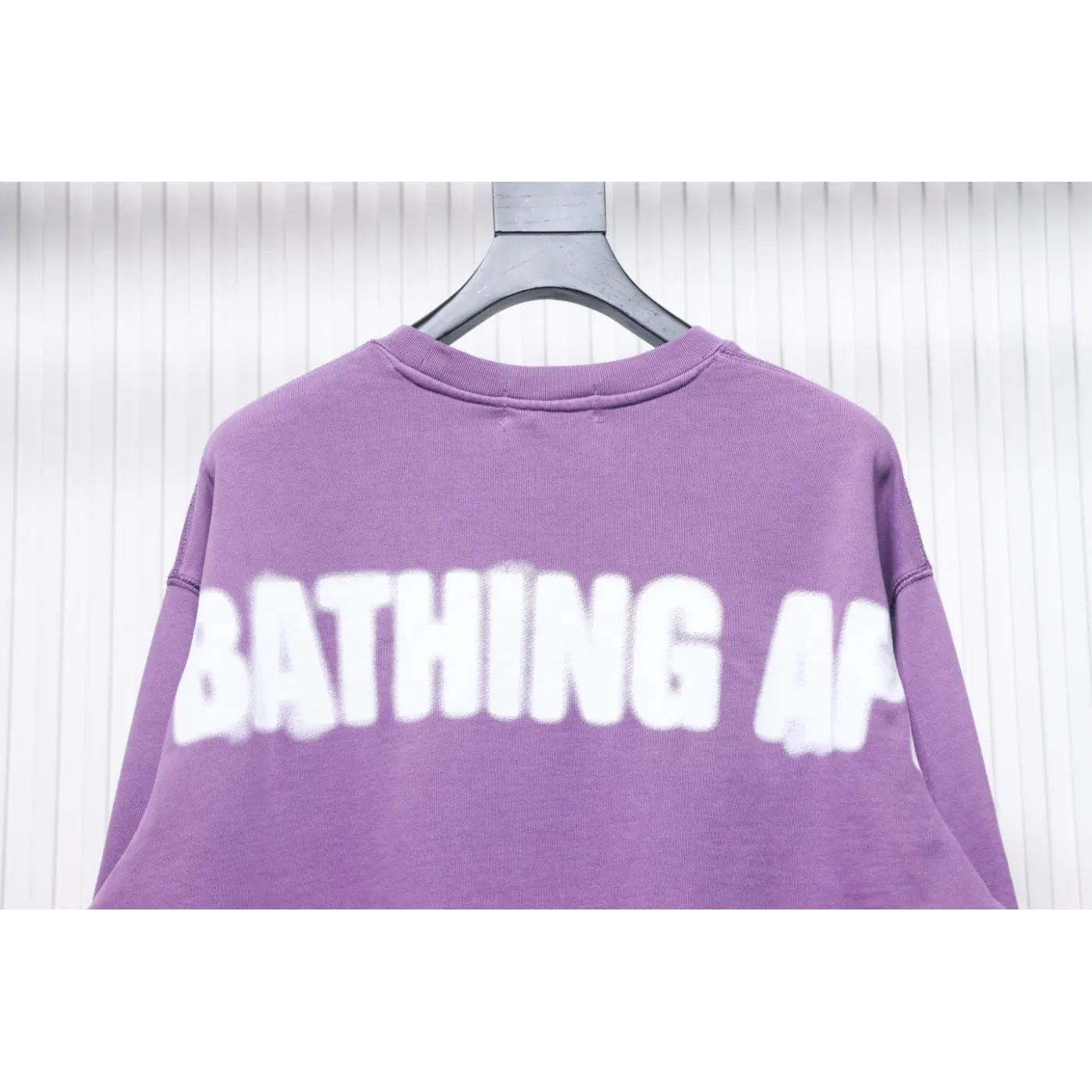 Bape Back Logo Lettering Ape Head Print Sweatshirt Purple White