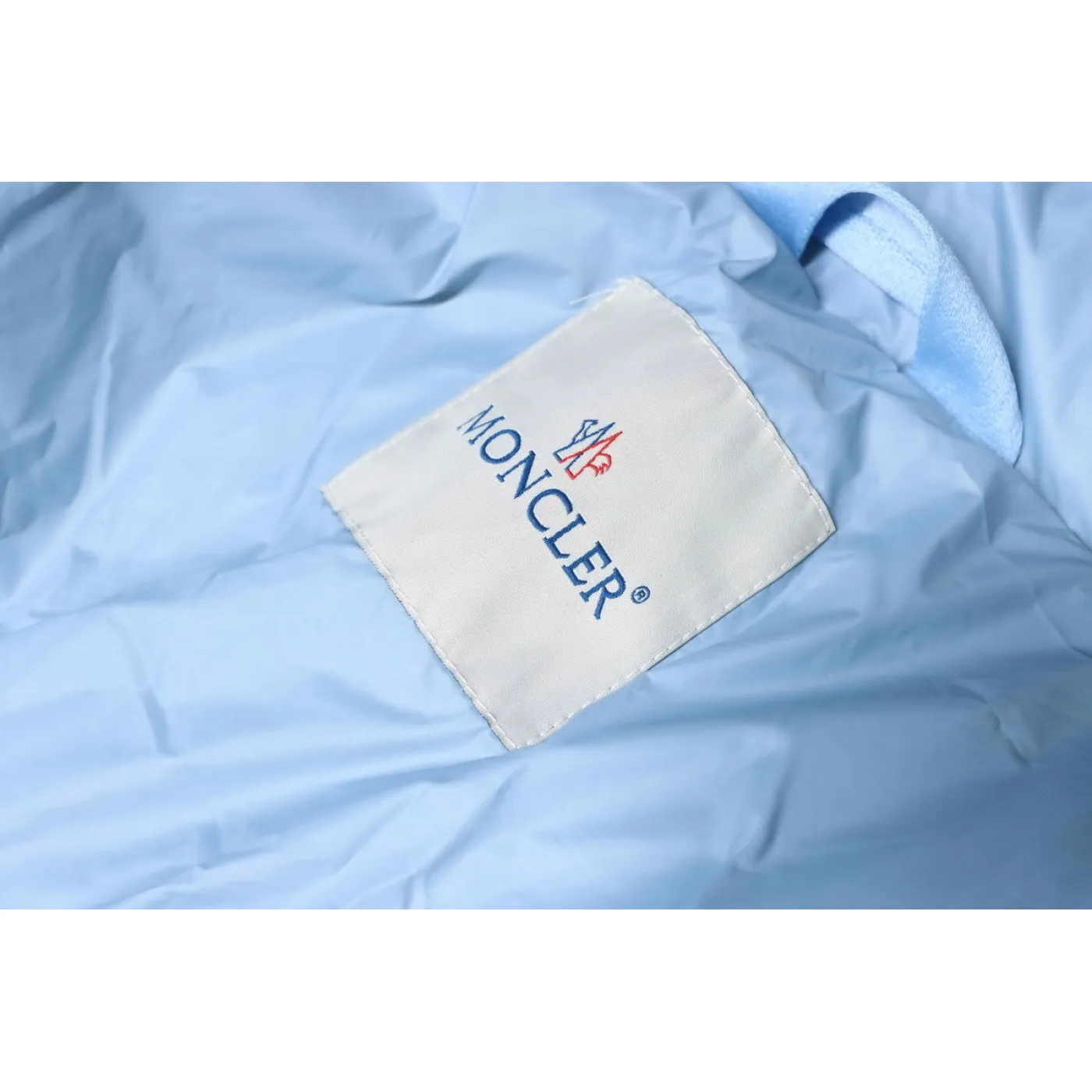 Moncler Patch Zippered Stand-up Collar Blue Down Jacket