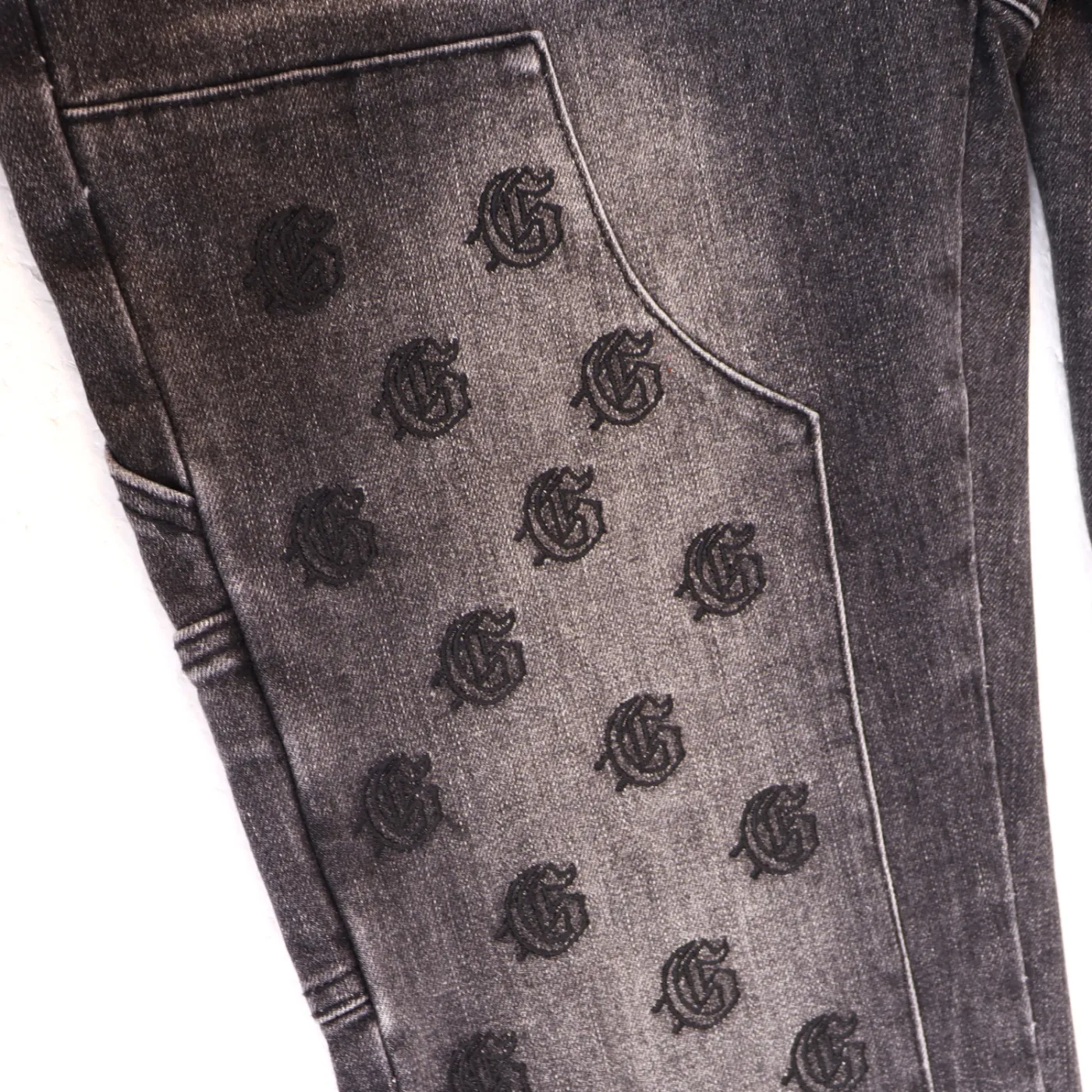 Godspeed Embroidered Multi-Pocket Jeans Smoky Gray
