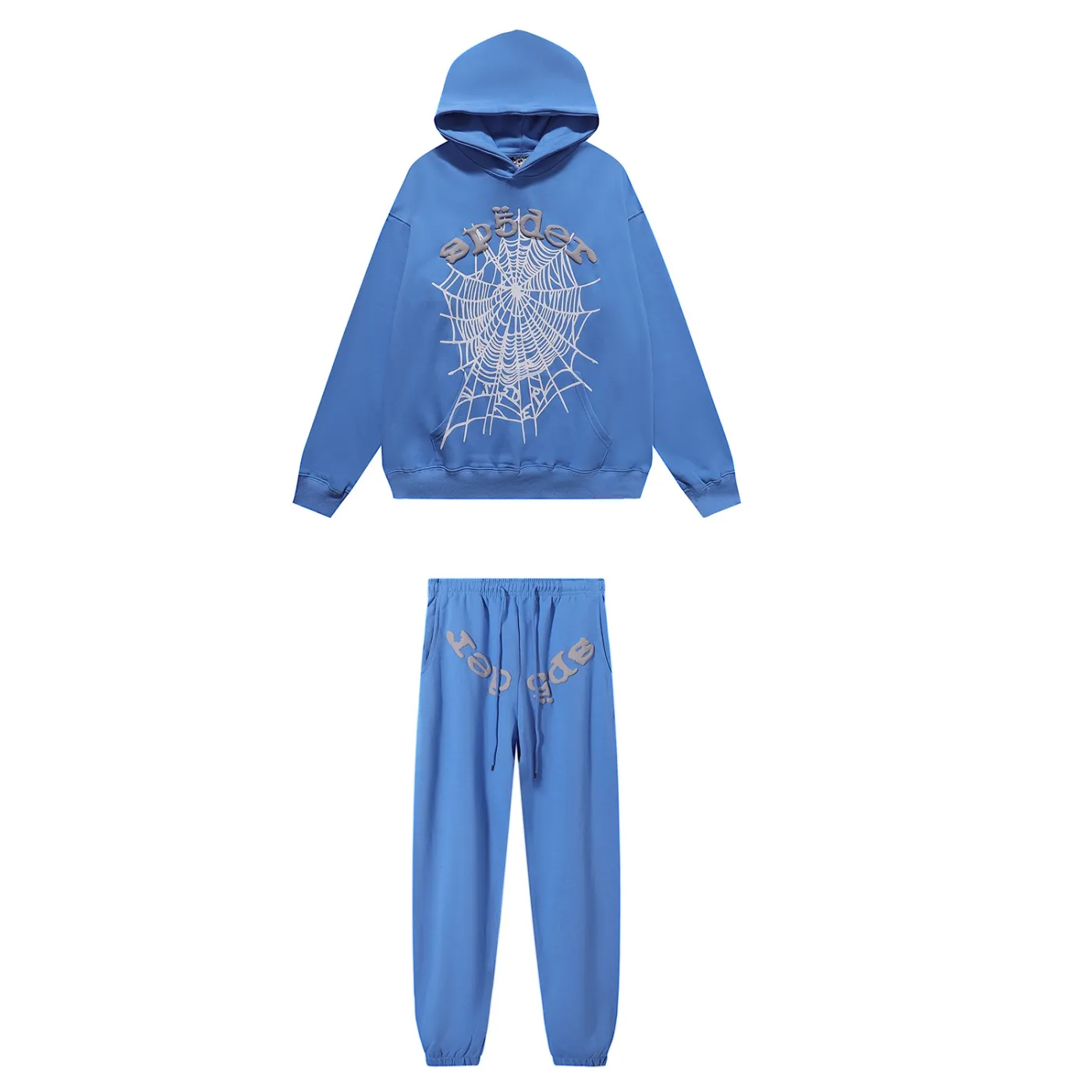 Sp5der OG Web V2 Hoodie & Sweatpant Set Dusty Blue