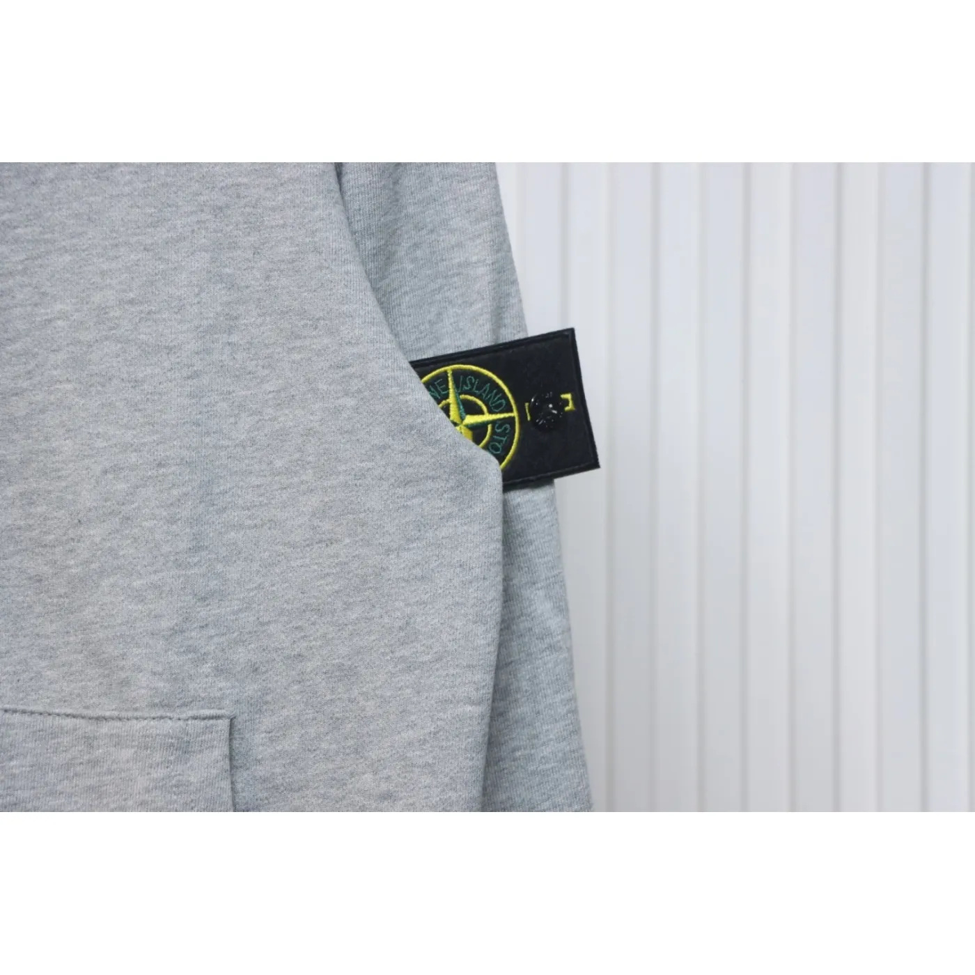 Stone Island Classic Logo Sleeve Patch Zipper Hoodie Gray