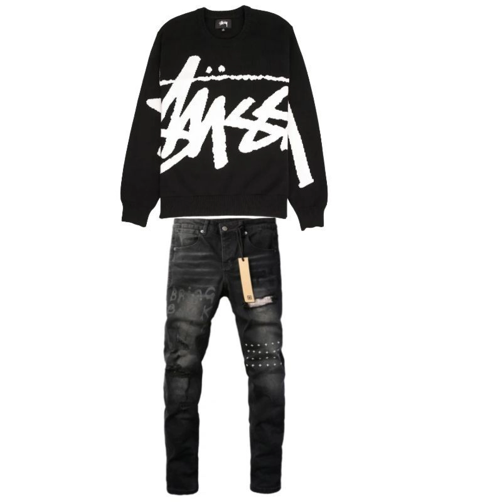Off-White Gradient Logo Knitwear Multi + Ksubi Jeans