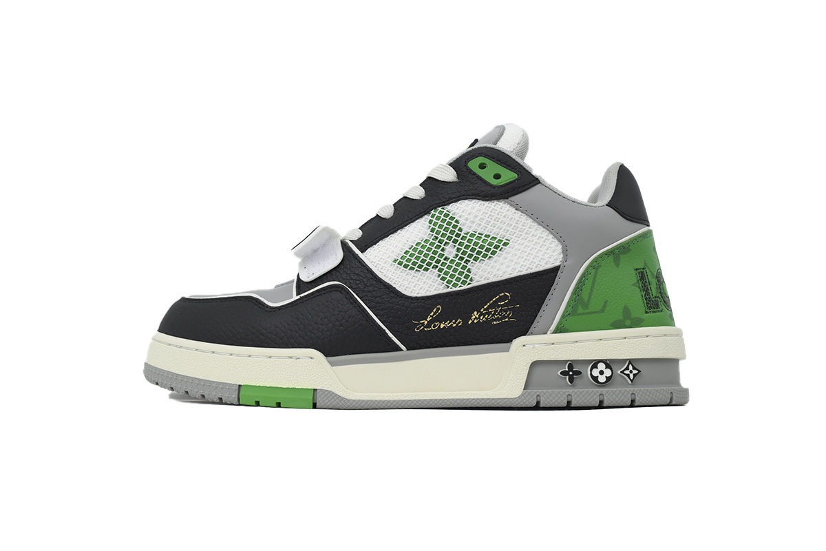 Louis Vuitton LV Trainer Monogram strap Black White Green