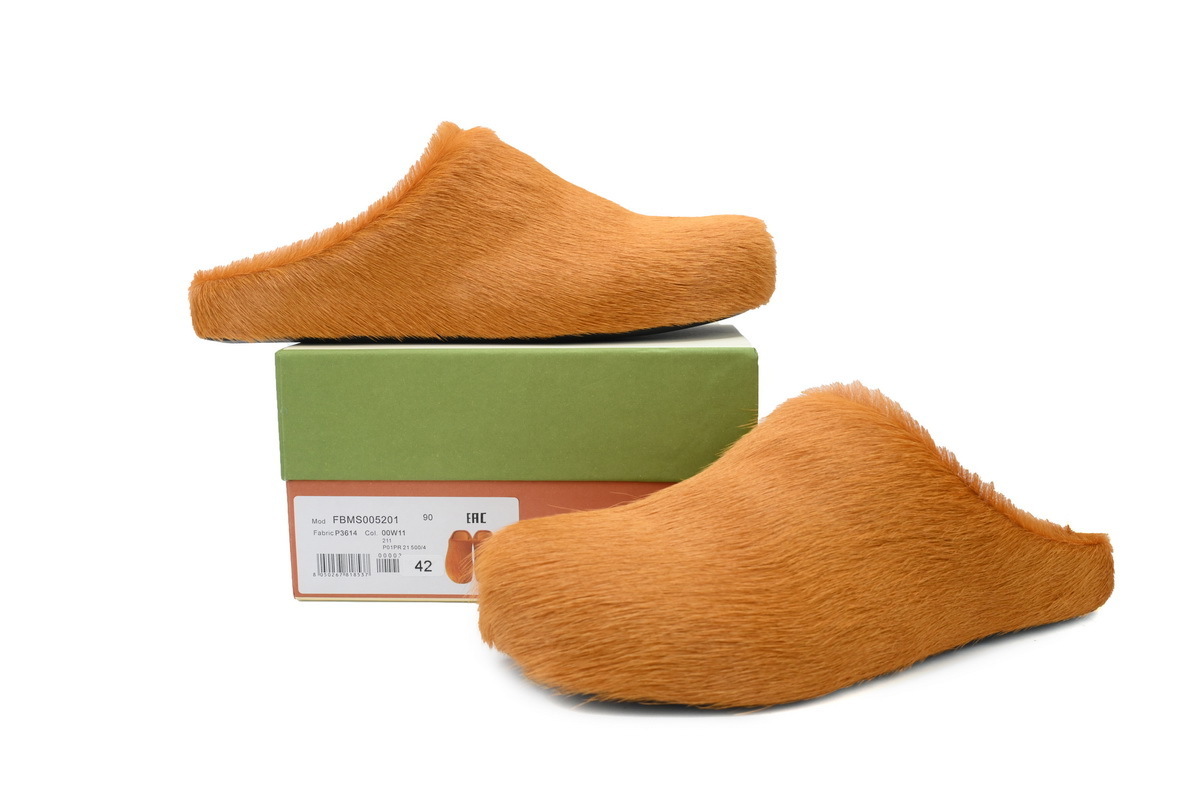 Marni Loafers Long-hair Calfskin Fussbett Yellowish Brown Slippers